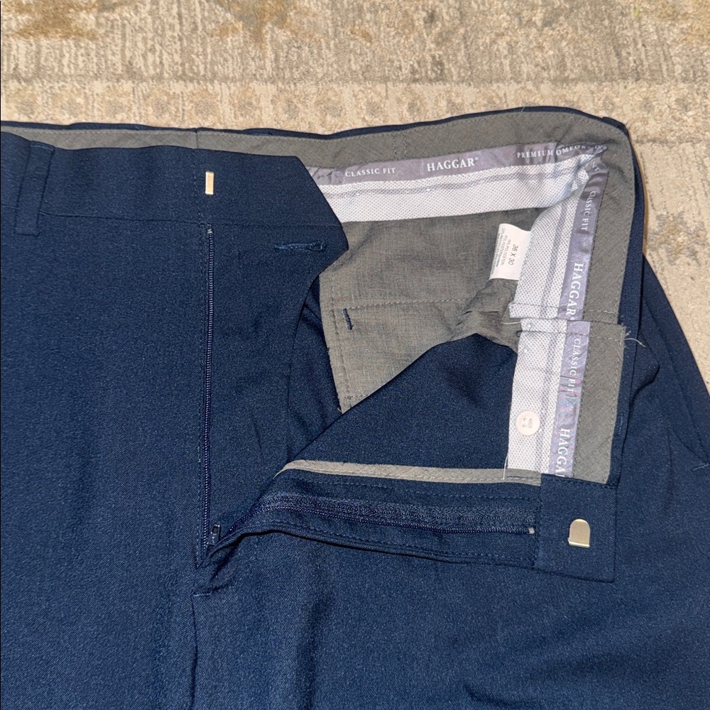 Haggar Men's Dark Navy Dress Pants - Picture 4 of 7